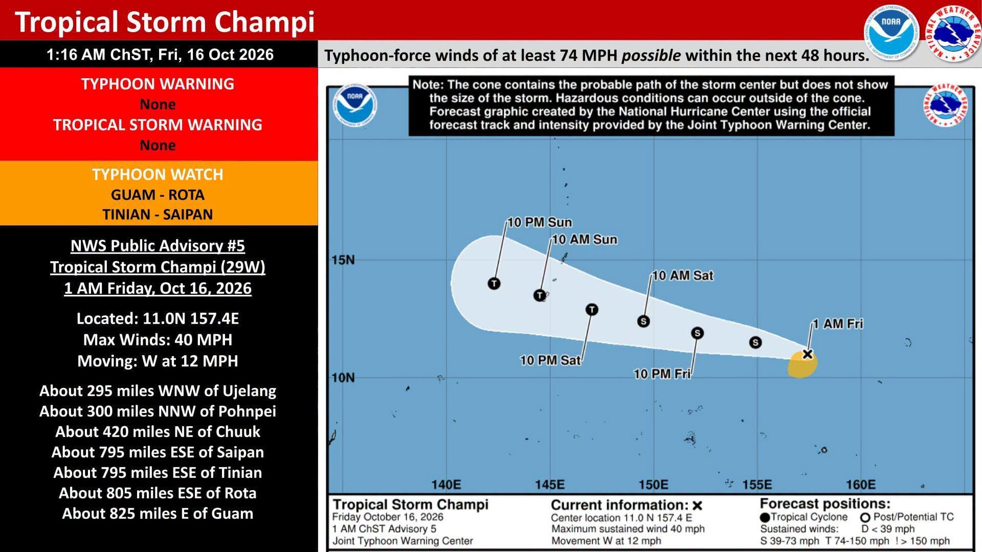 STORM WATCH: NWS Guam update as of Friday, October 16, 2026, Valid at 6:30 AM ChST