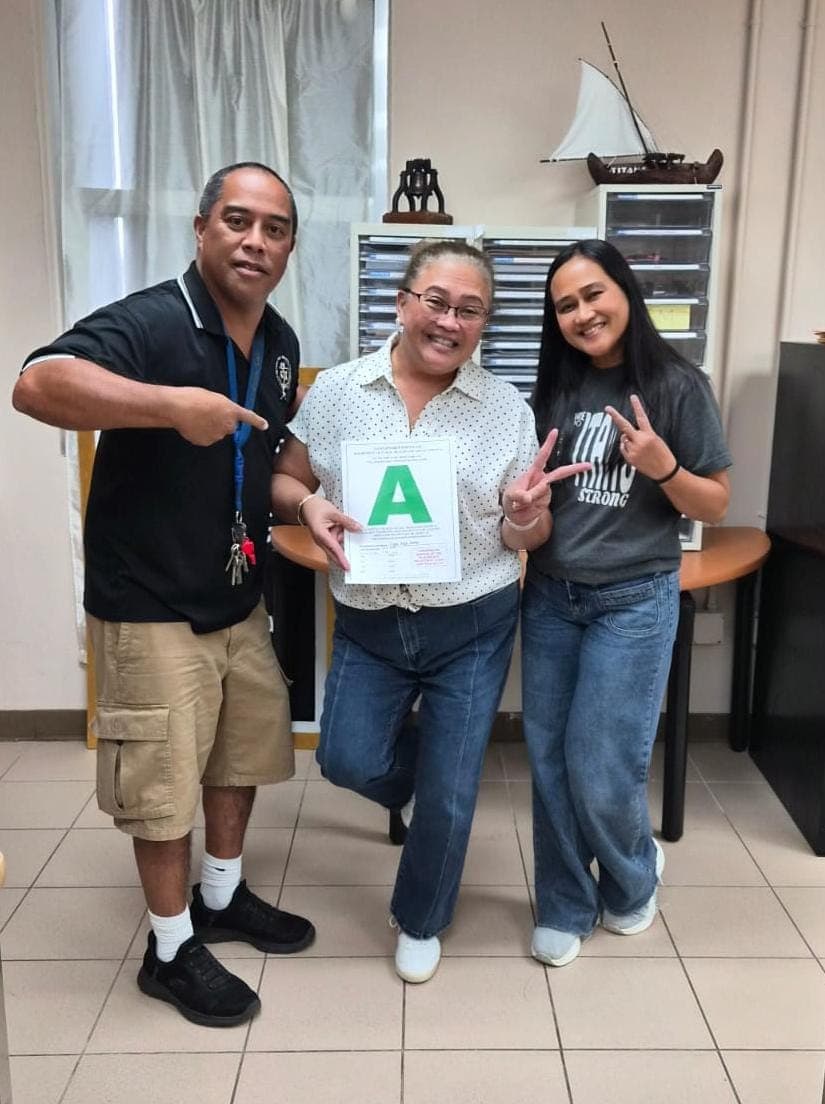 INSPECTION: Tiyan High School campus passes Department of Public Health and Social Services sanitary inspection with "A" grade on Oct. 6.