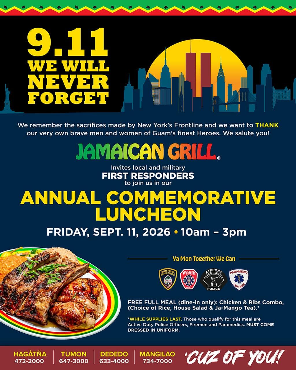 Jamaican Grill Commemorative Luncheon Flyer