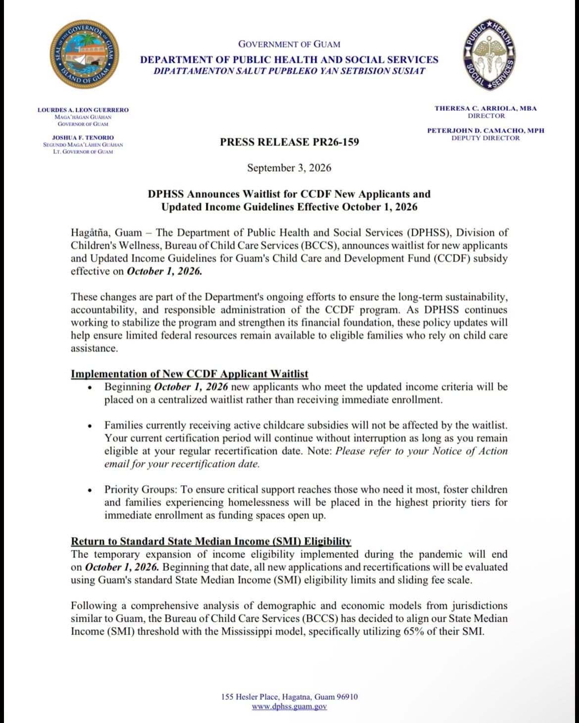 CCDF: Income Eligibility Guidelines effective Oct. 1
