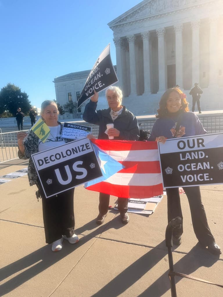PROTEST: Peaceful protest held by Right to Democracy outside the U.S. Supreme Court which heard oral arguments in Air Force vs. Prutehi Guahan case, Oct.7.