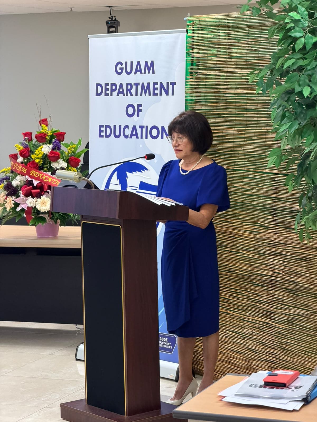 DECLINE: Superintendent Judith Won Pat delivers her State of Public Education address reporting declining student enrollment, low academic proficiency and higher per-pupil costs on Thursday.