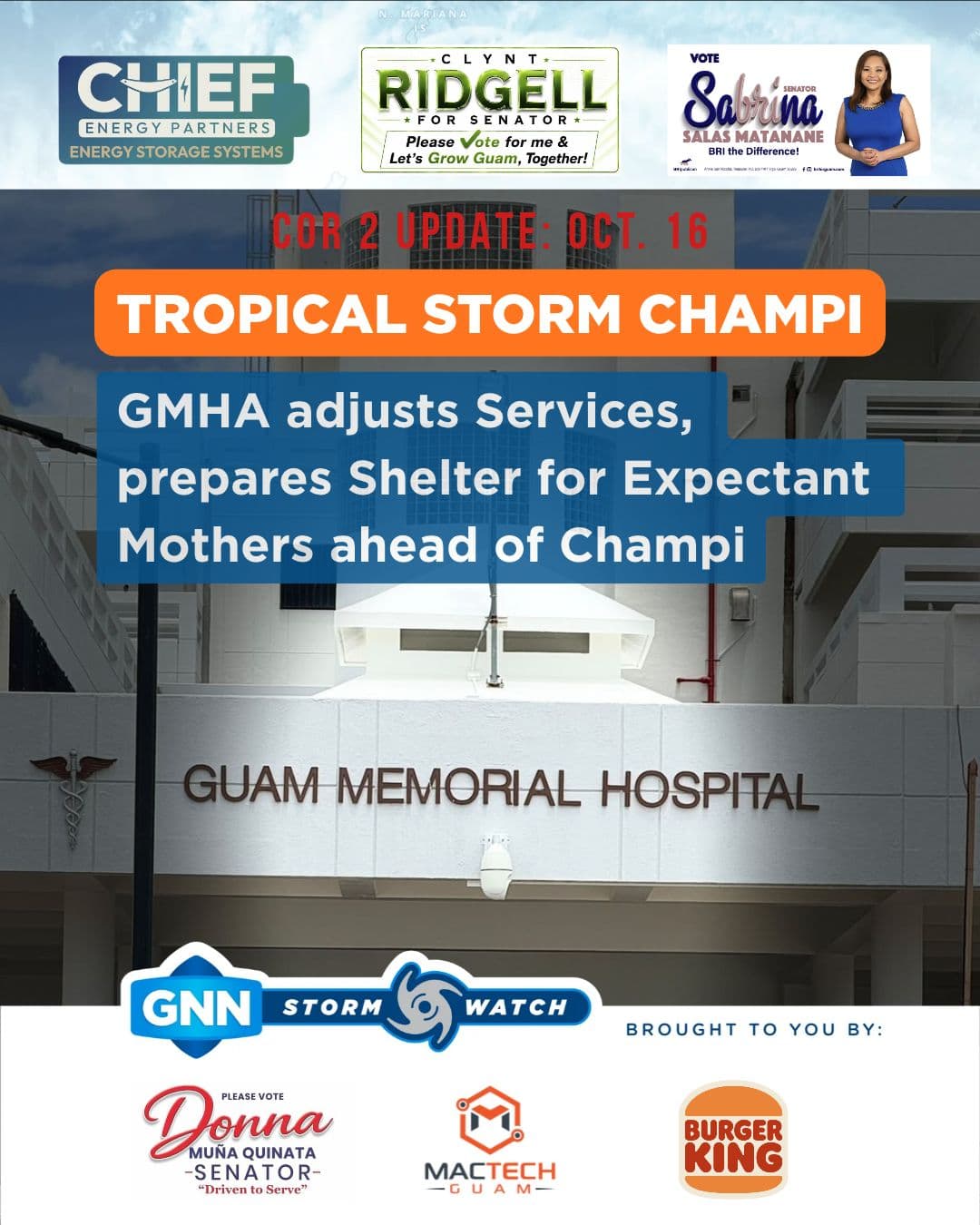 STORM: Guam Memorial hospital adjusts services, prepare shelter for expectant mother intake on Saturday.