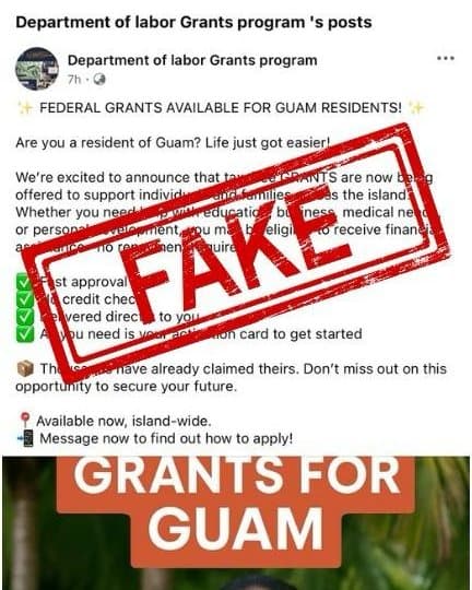Labor Department warns of Facebook grant scam using its name