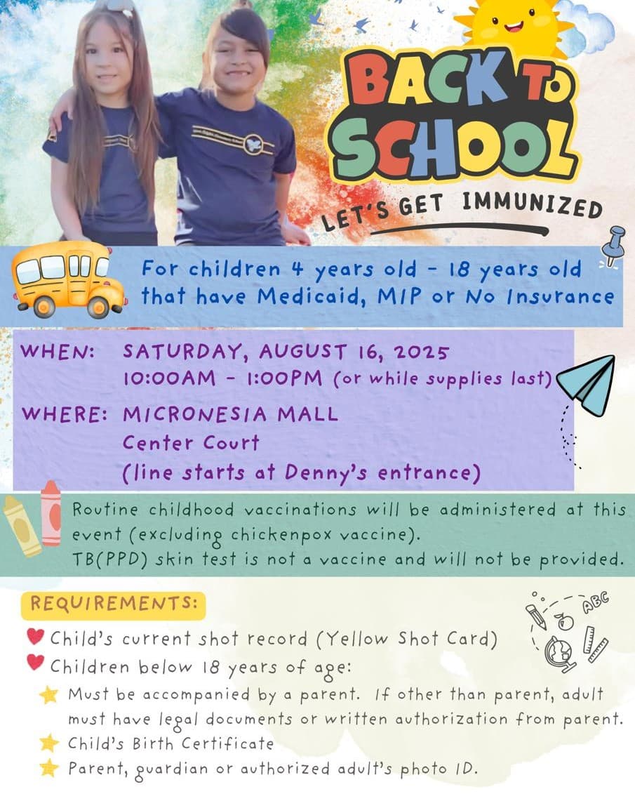 Public Health to offer back-to-school shots at Micronesia Mall
