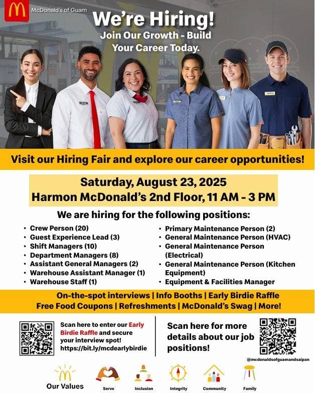 McDonald's of Guam to hold one-day job fair in Harmon