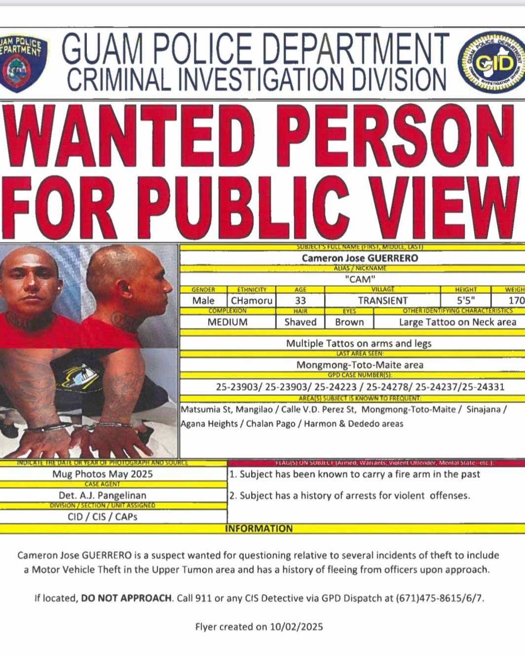 Police seek man wanted in multiple incidents