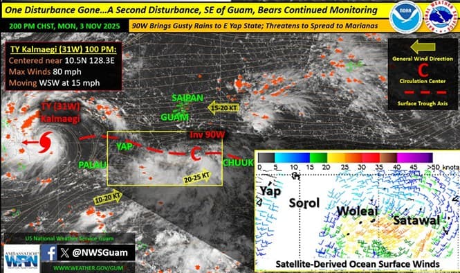 Typhoon Kalmaegi exits region after brushing Yap