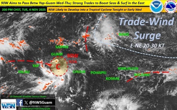 Residents told to prepare as TD 32W develops south of Guam