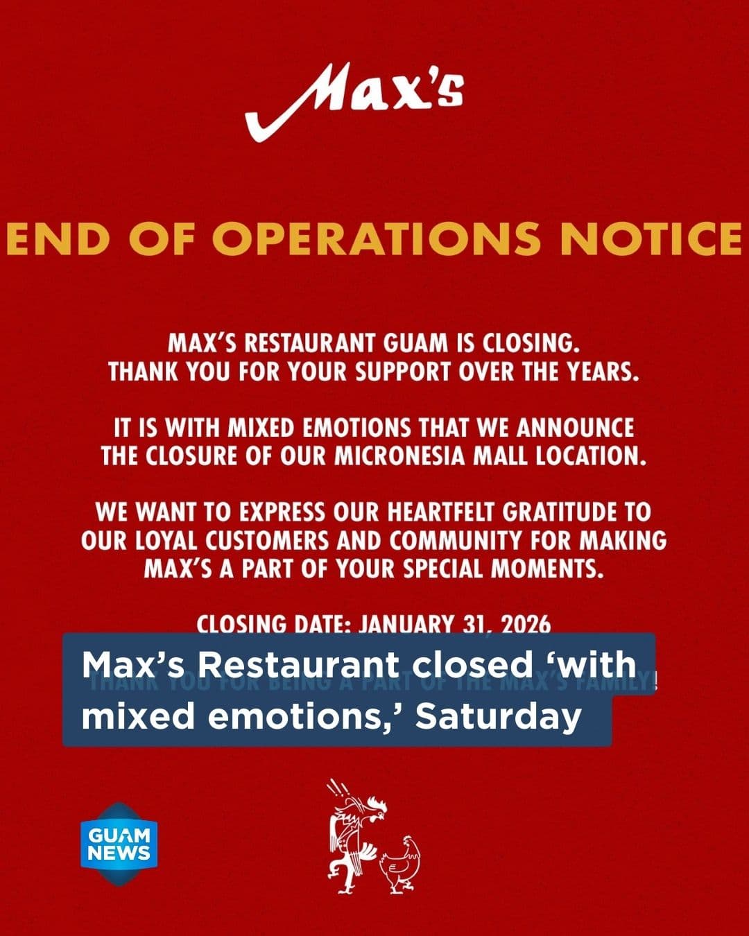 Max's Restaurant closes Micronesia Mall location
