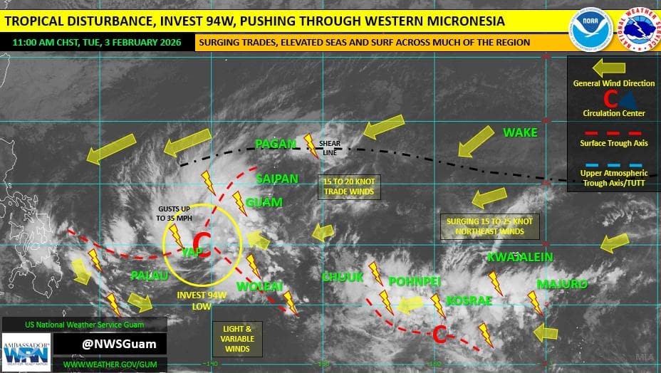 Wet weather to linger across the Marianas through midweek