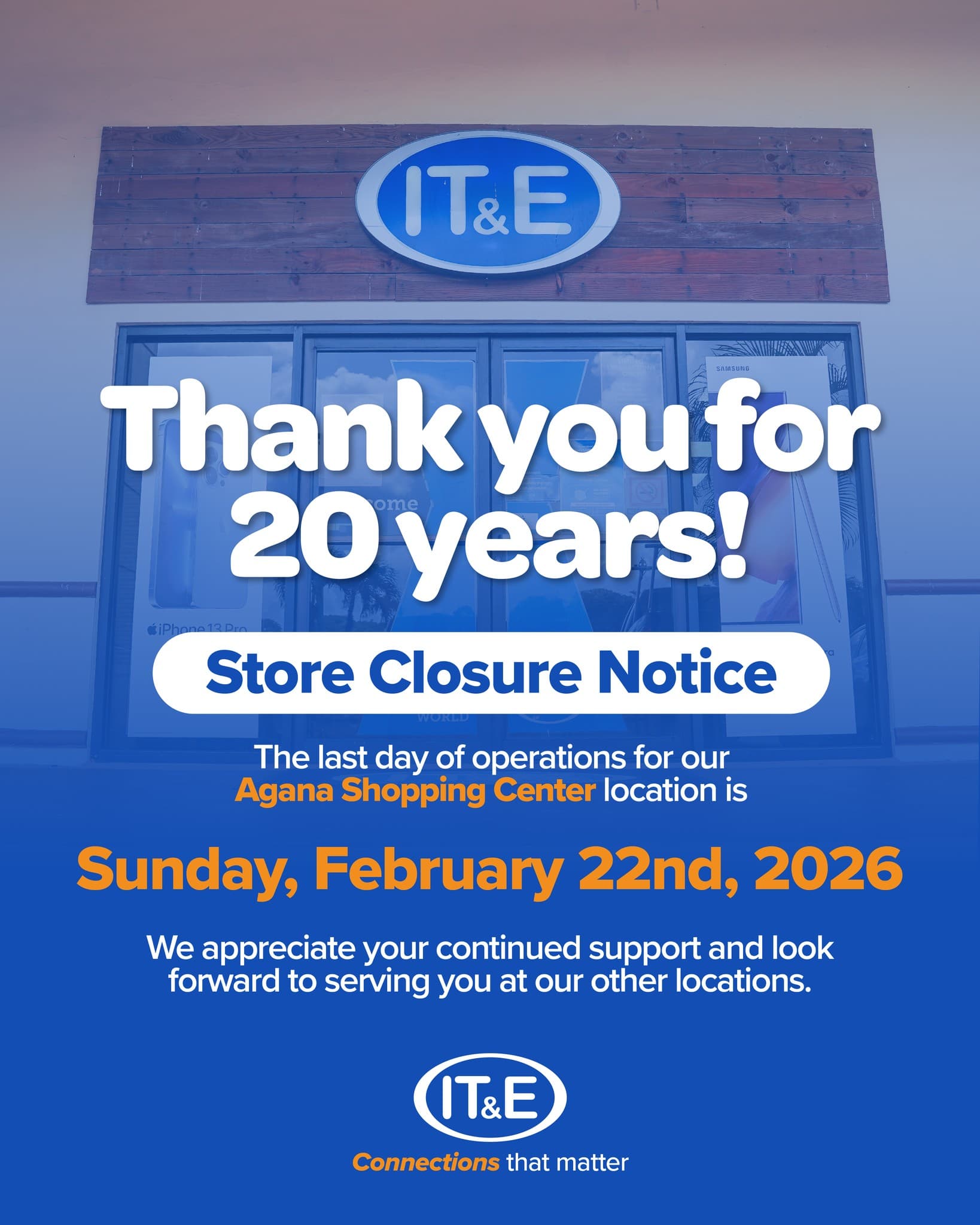 IT&E to close Agana Shopping Center location
