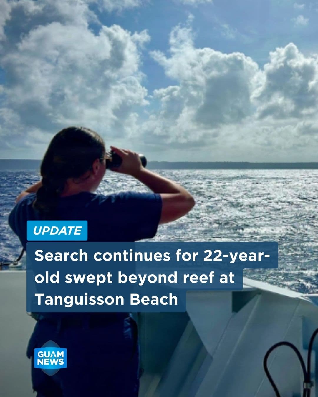 Swimmer swept beyond reef line at Tanguisson Beach
