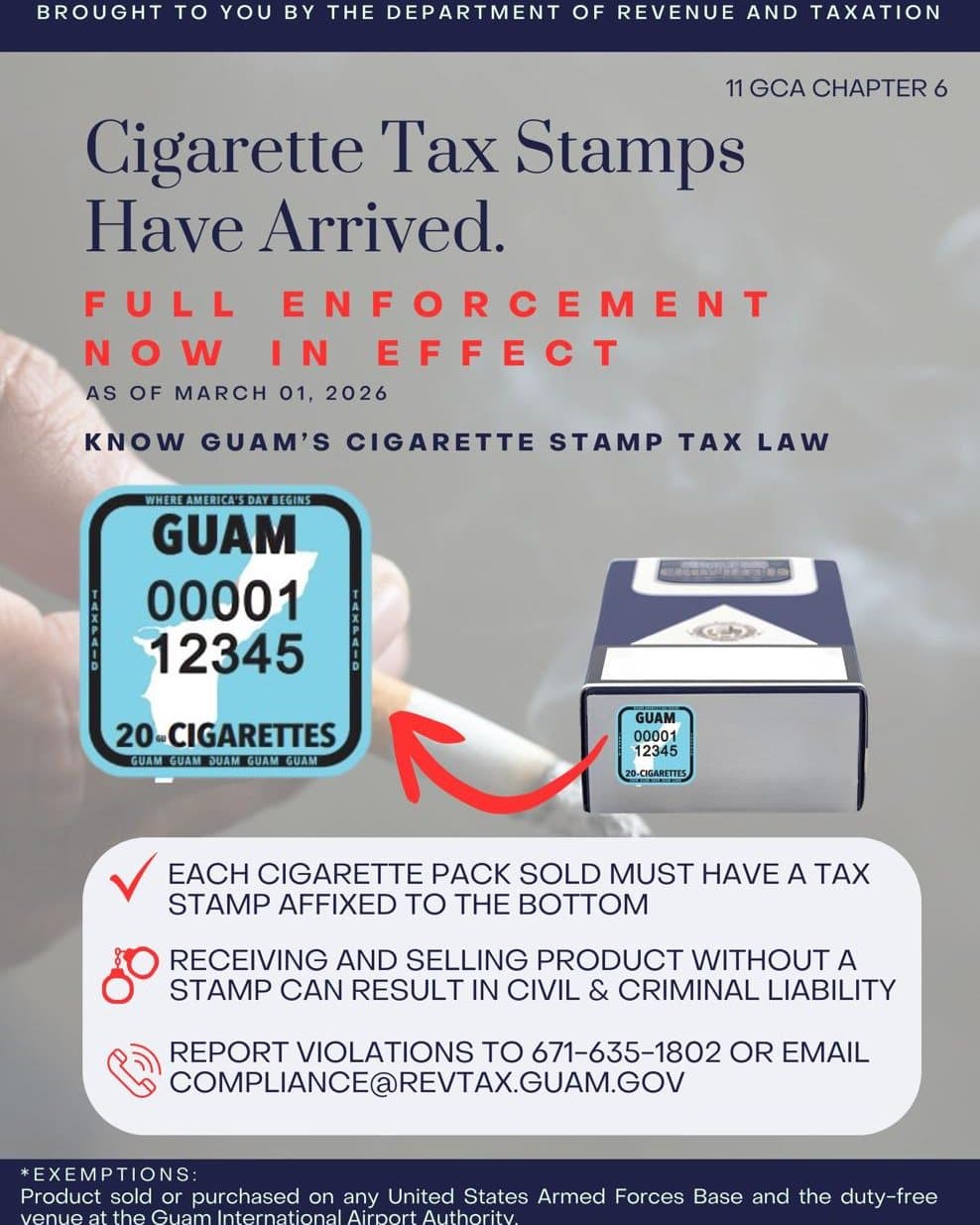Tax-stamped cigarette packs appear on store shelves