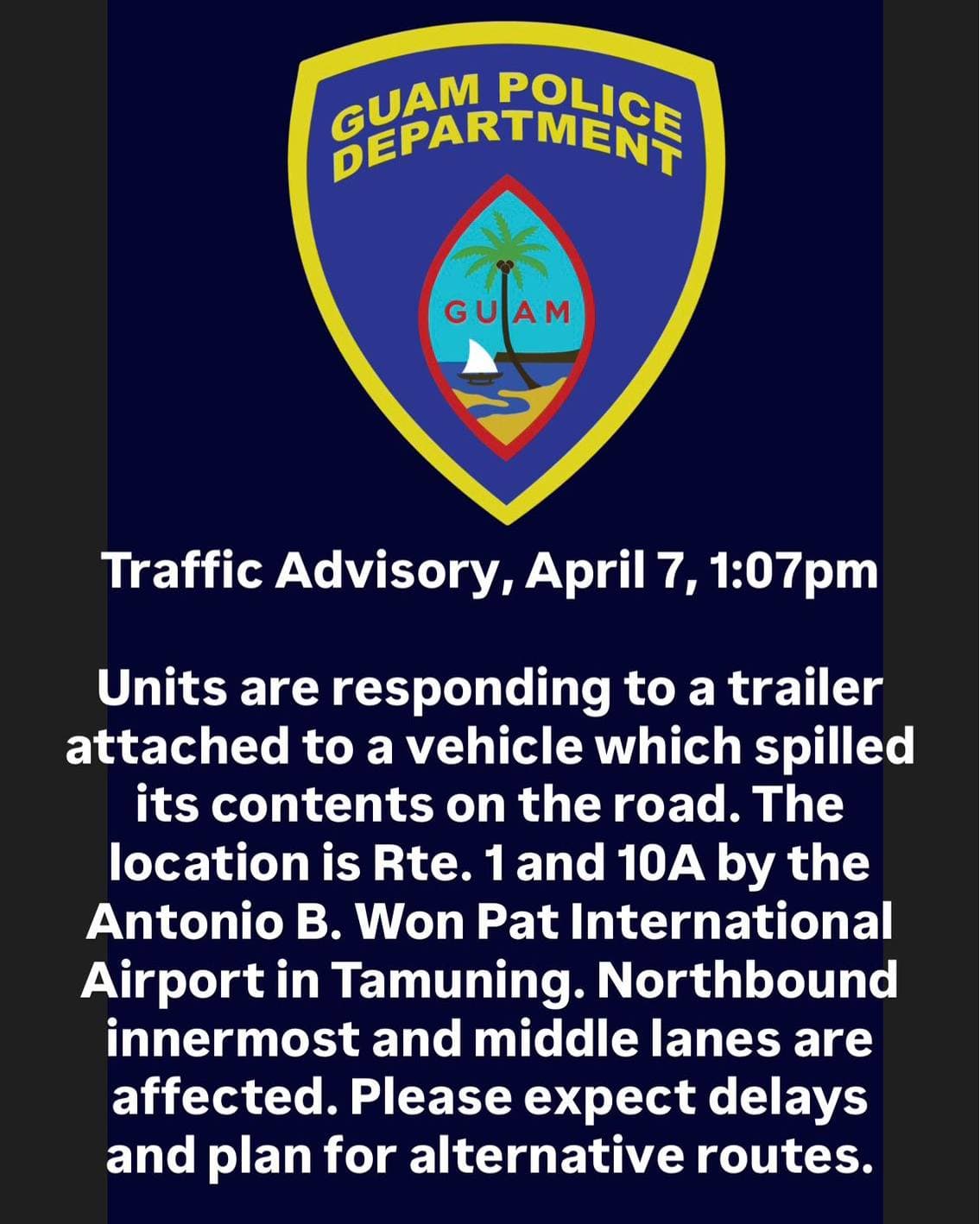 Traffic advisory issued after trailer spill near airport