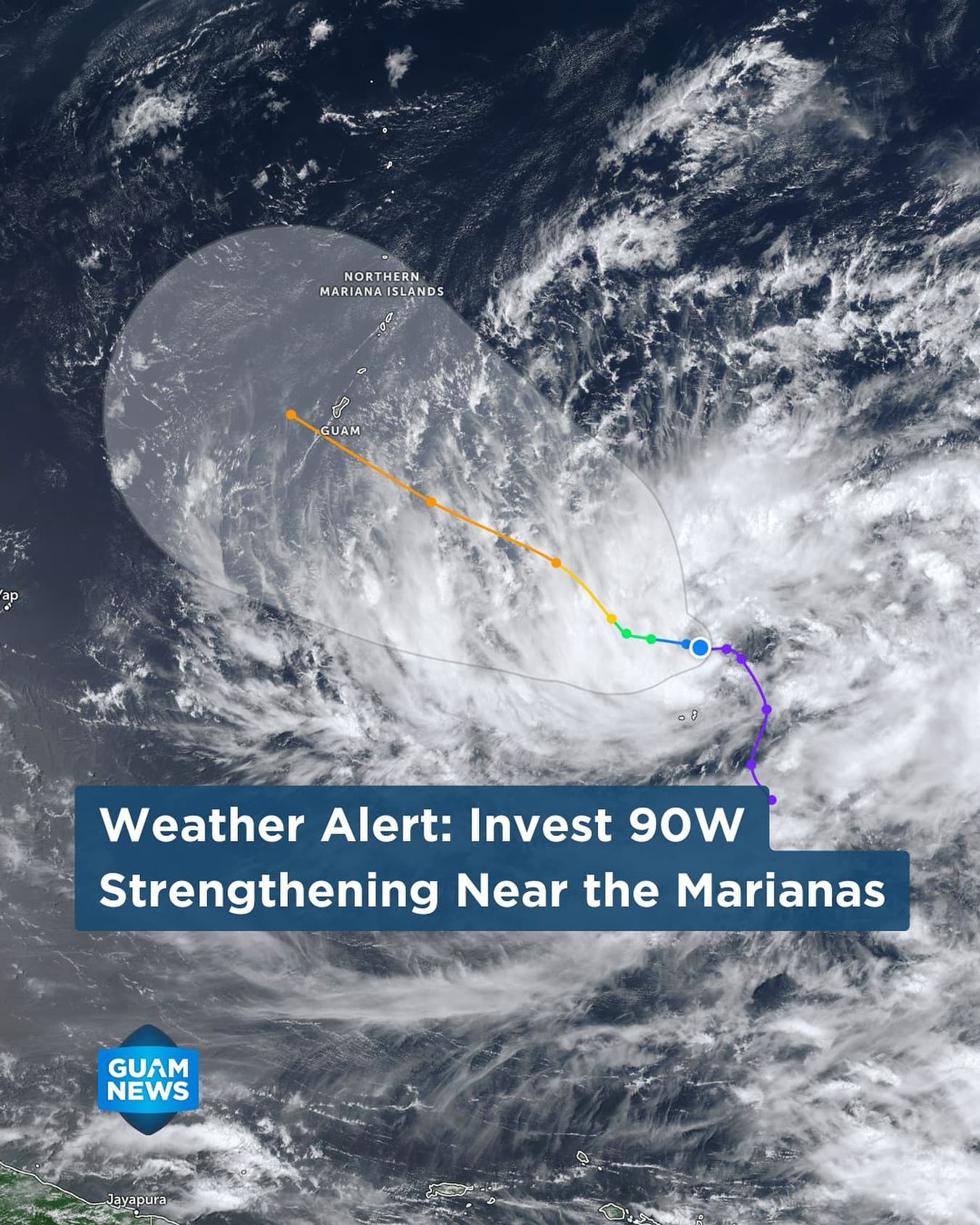 Weather service tracks disturbance 570 miles east of Guam