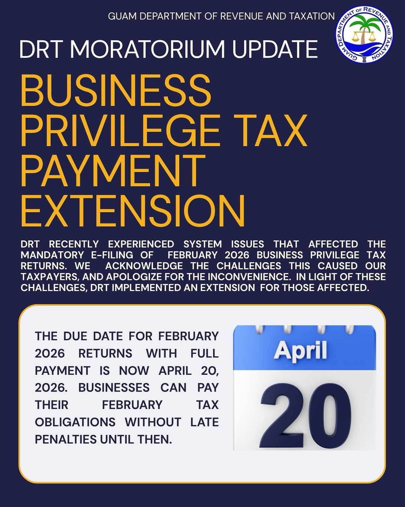 Rev and Tax extends February business privilege tax filings