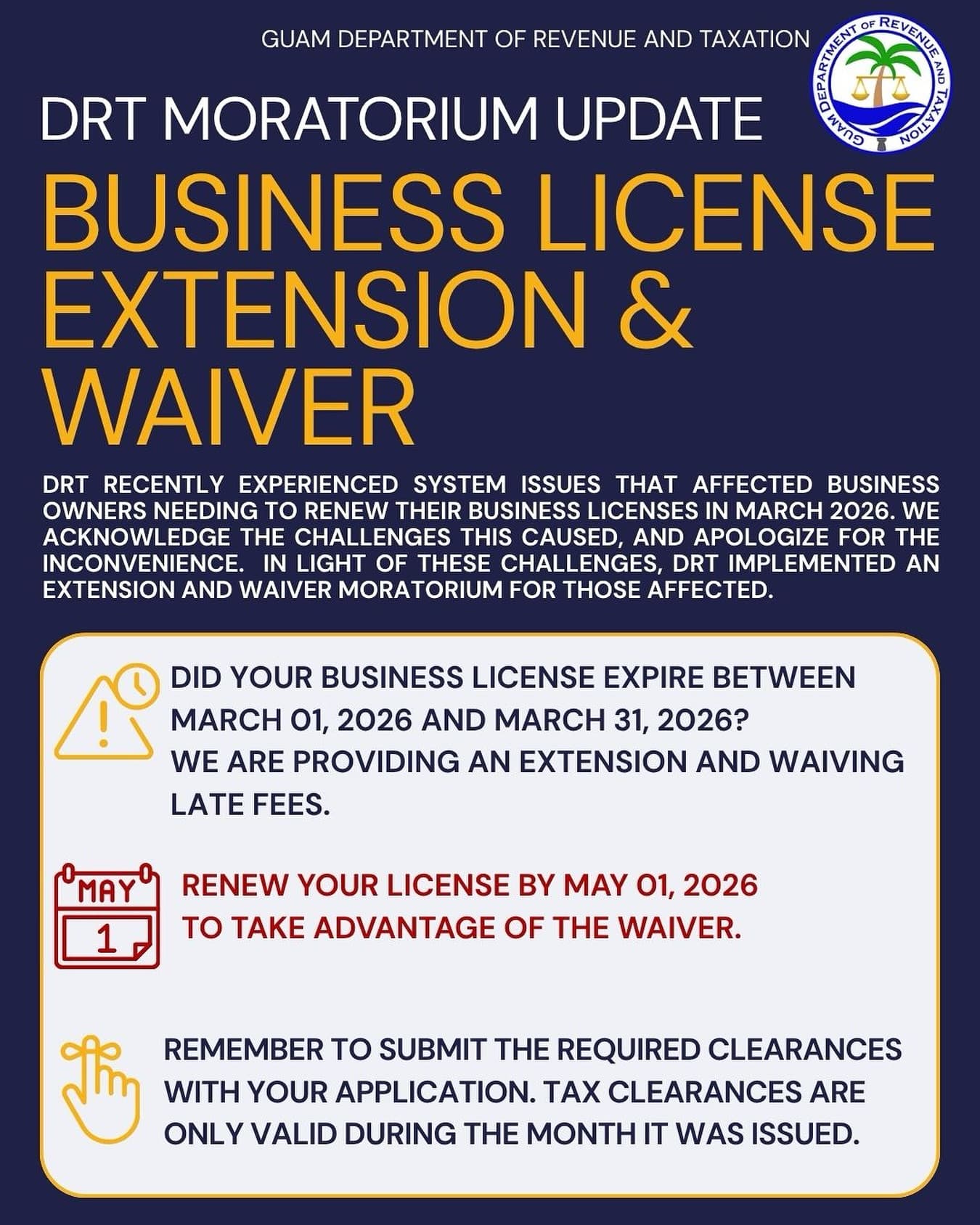Rev and Tax offers license renewal waivers for March