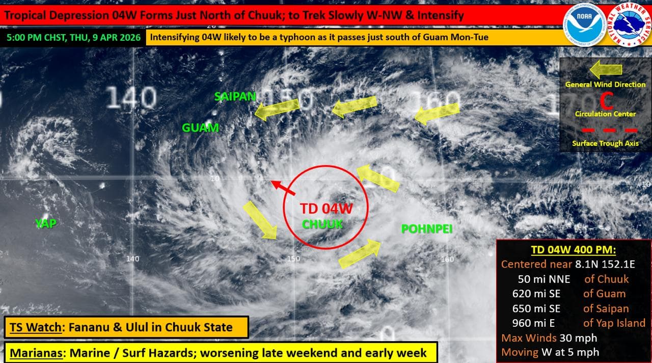 Officials urge preparation as depression nears the Marianas