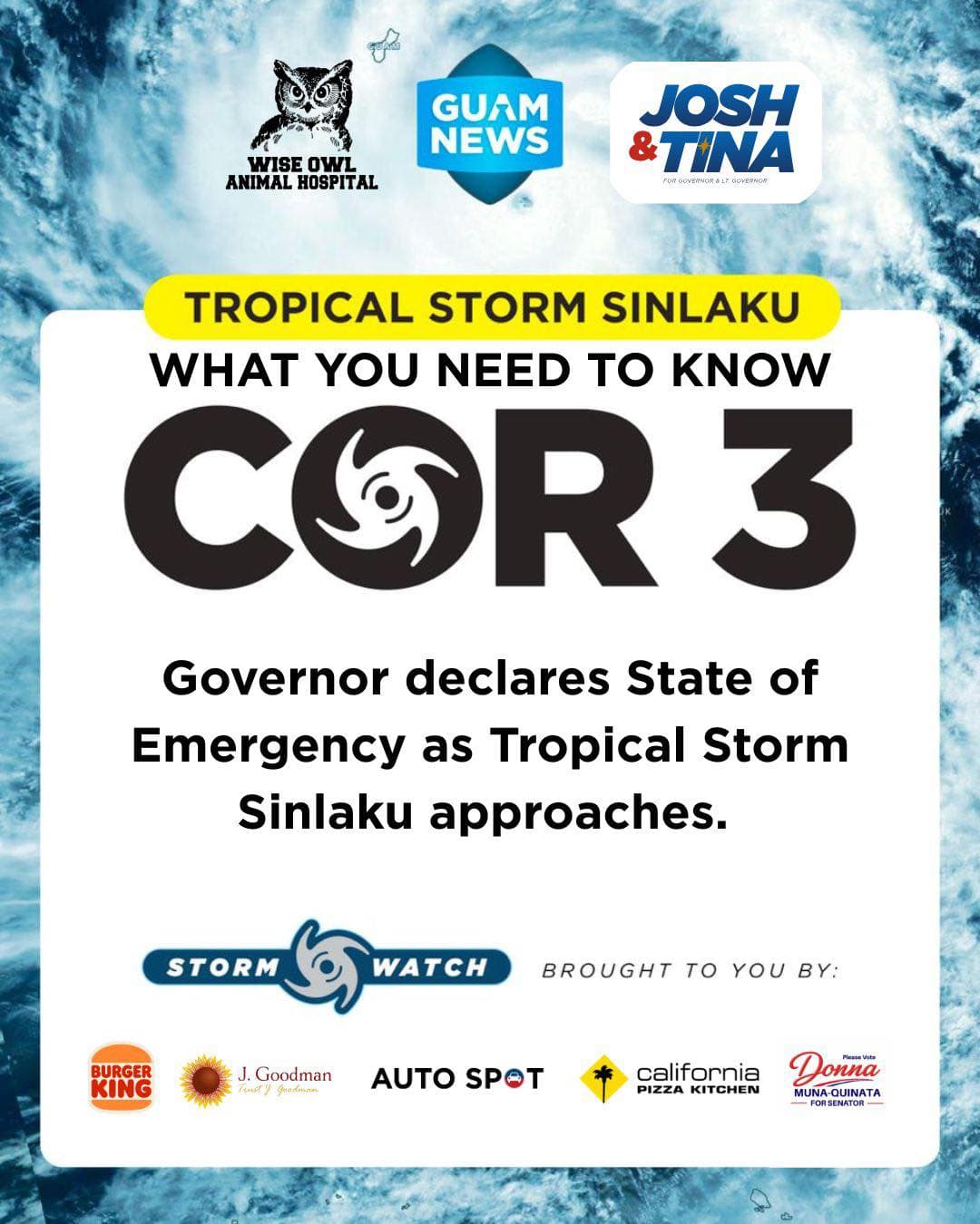 Governor declares state of emergency ahead of Sinlaku