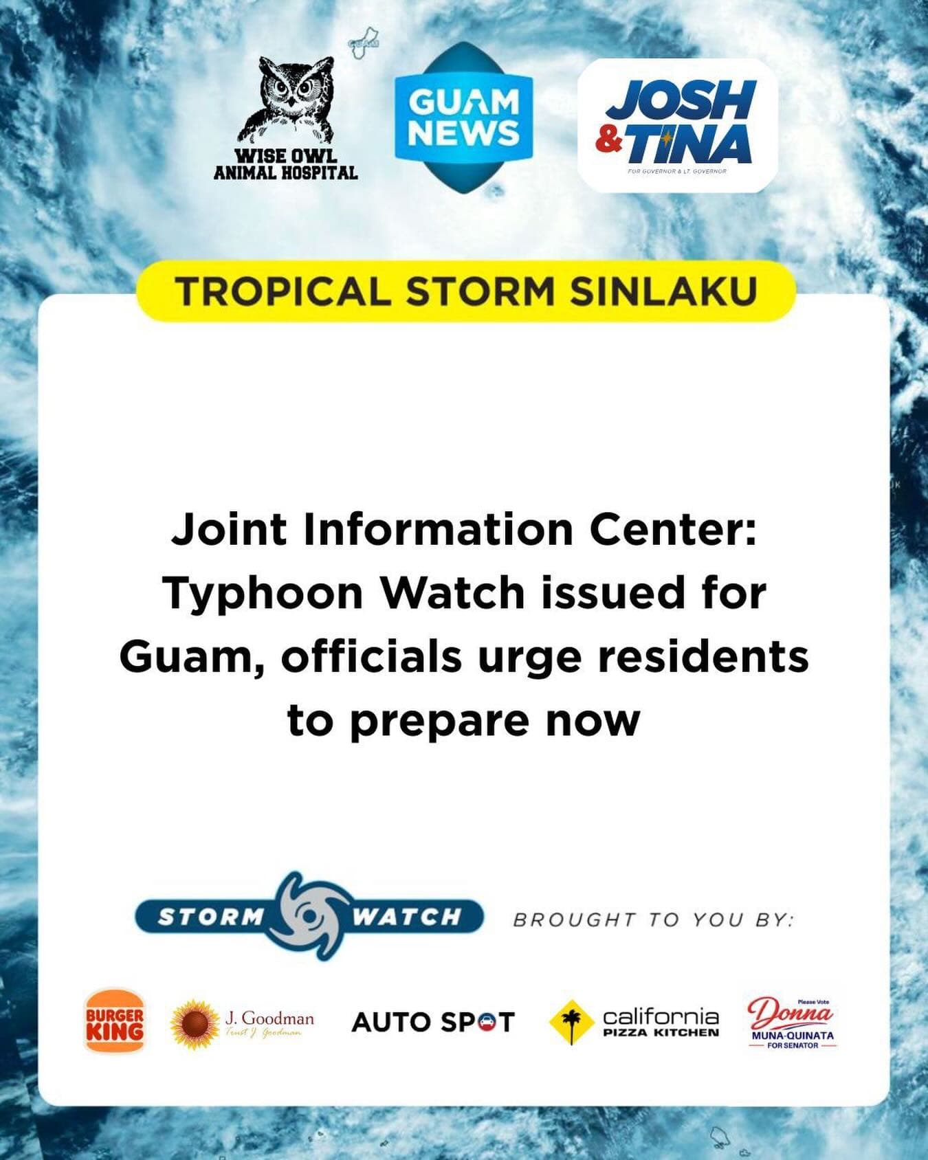 Guam placed in COR 3 as Sinlaku strengthens