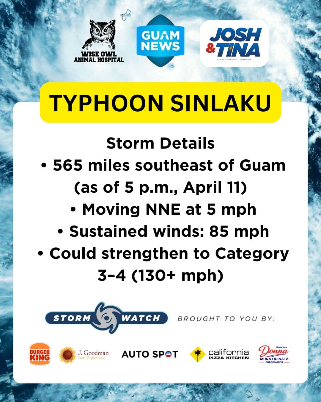 Damaging winds expected as Sinlaku strengthens