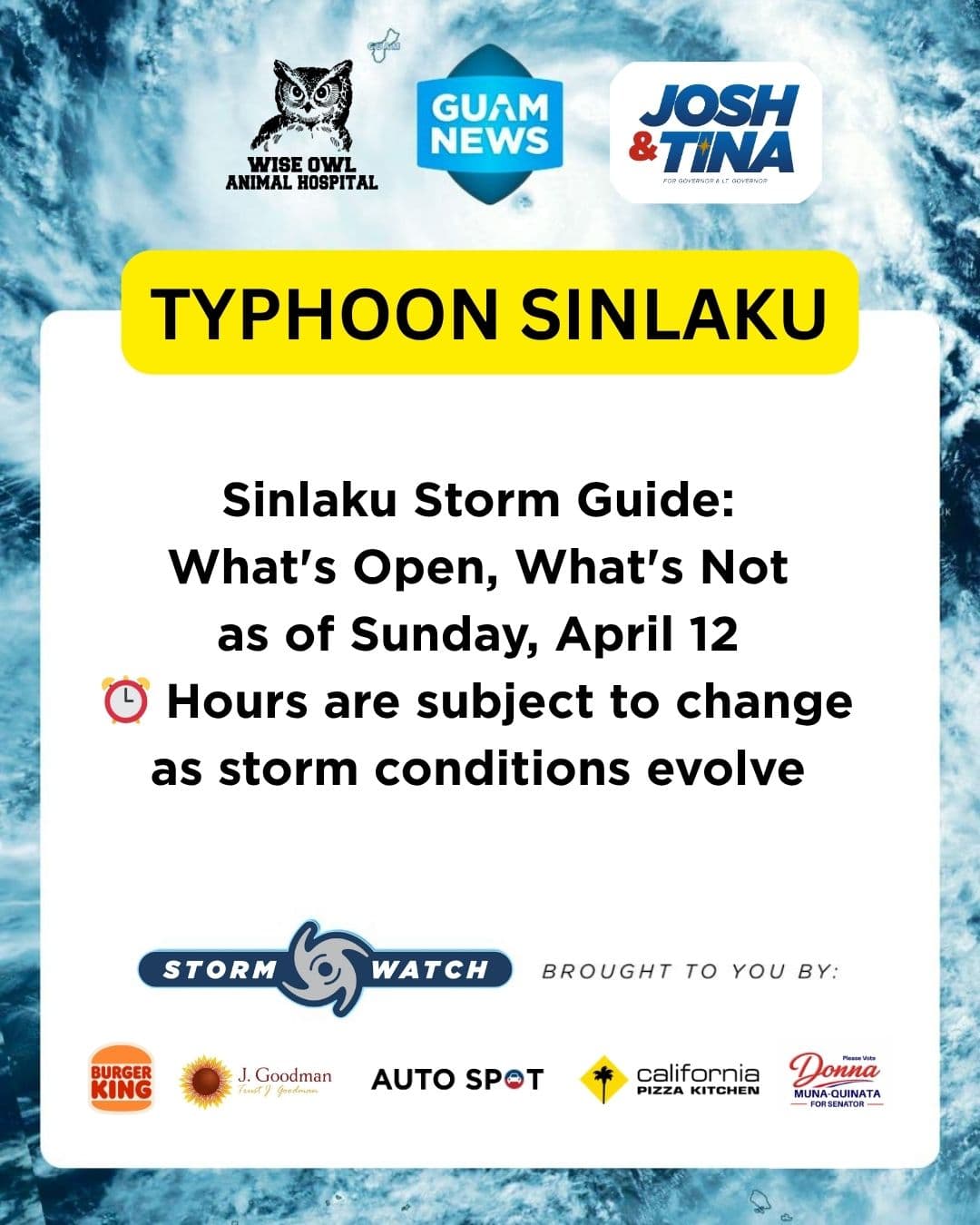What's open across Guam as Sinlaku approaches