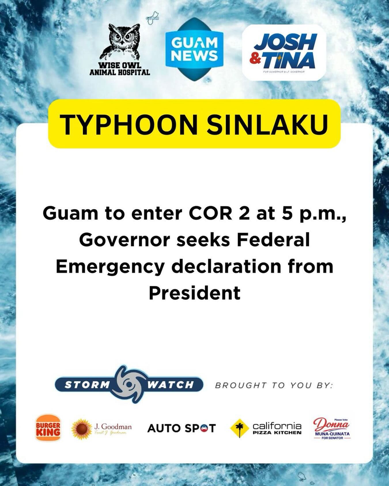 Guam to enter COR 2 Sunday evening
