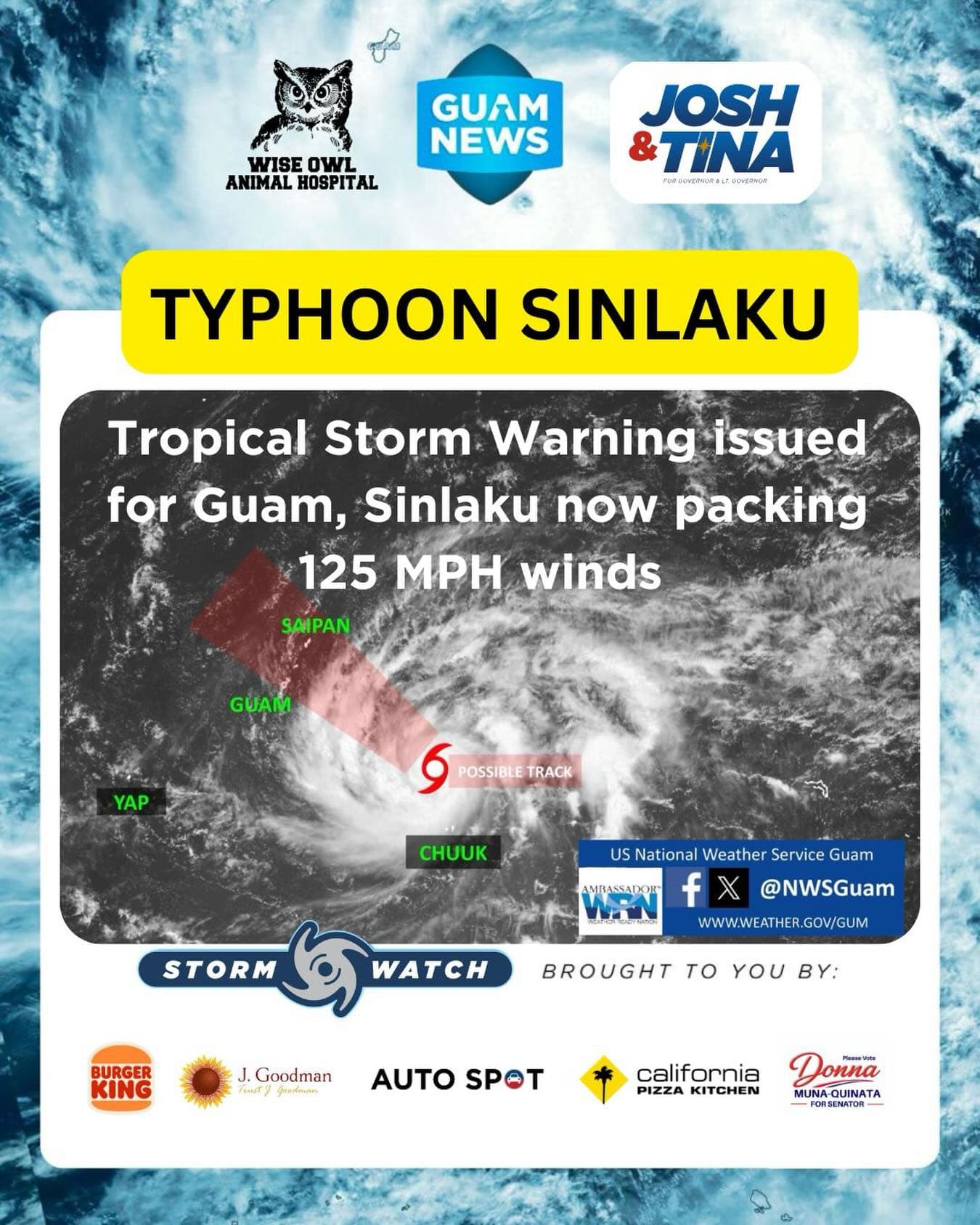 Tropical storm warning issued for Guam