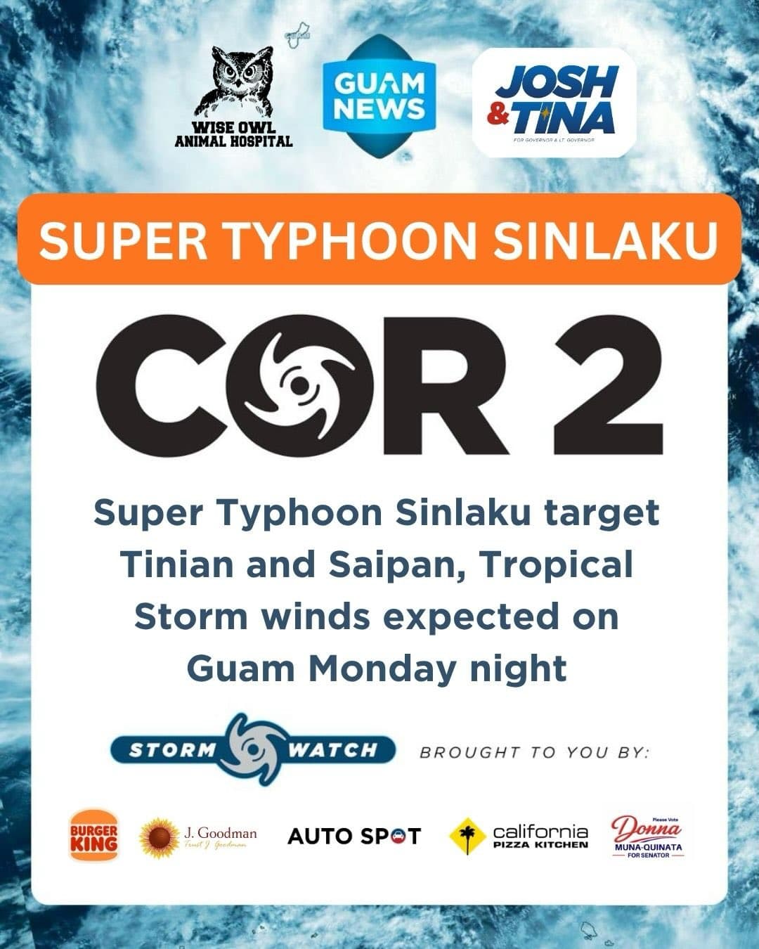 Sinlaku edges toward the Marianas as track shifts