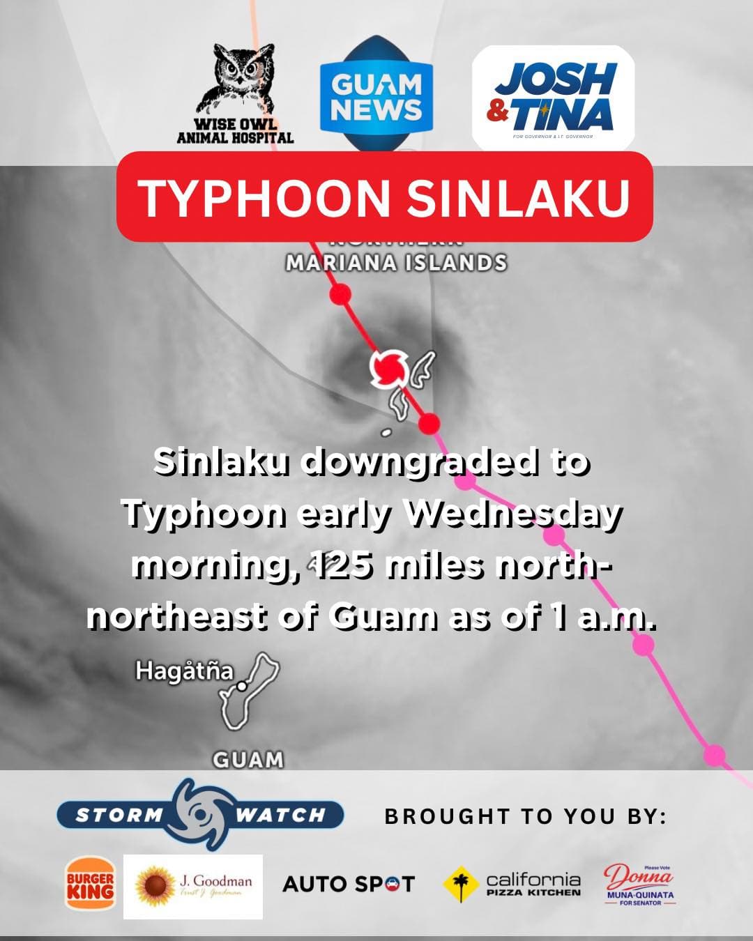 Sinlaku downgraded from super typhoon as it pulls away