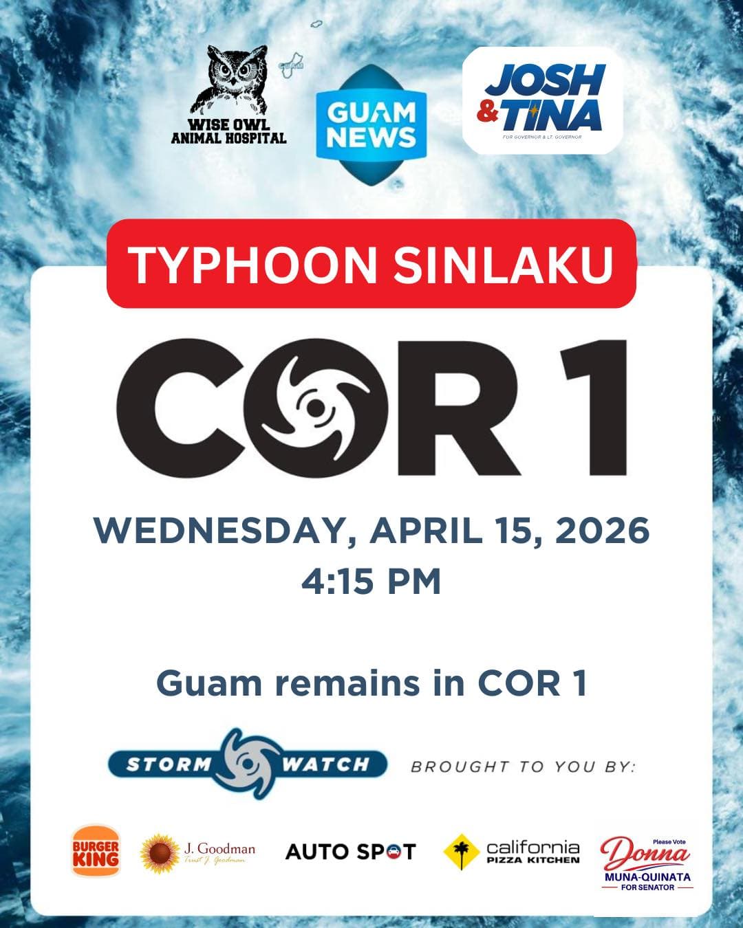 Guam stays in COR 1 as heavy rain persists