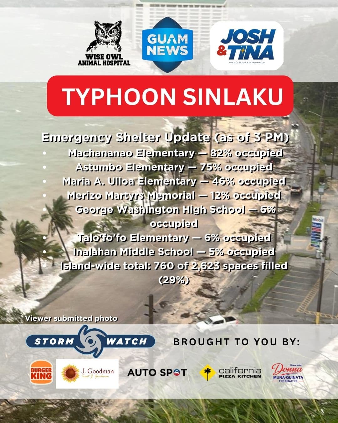 Seven shelters house 760 residents as storm passes