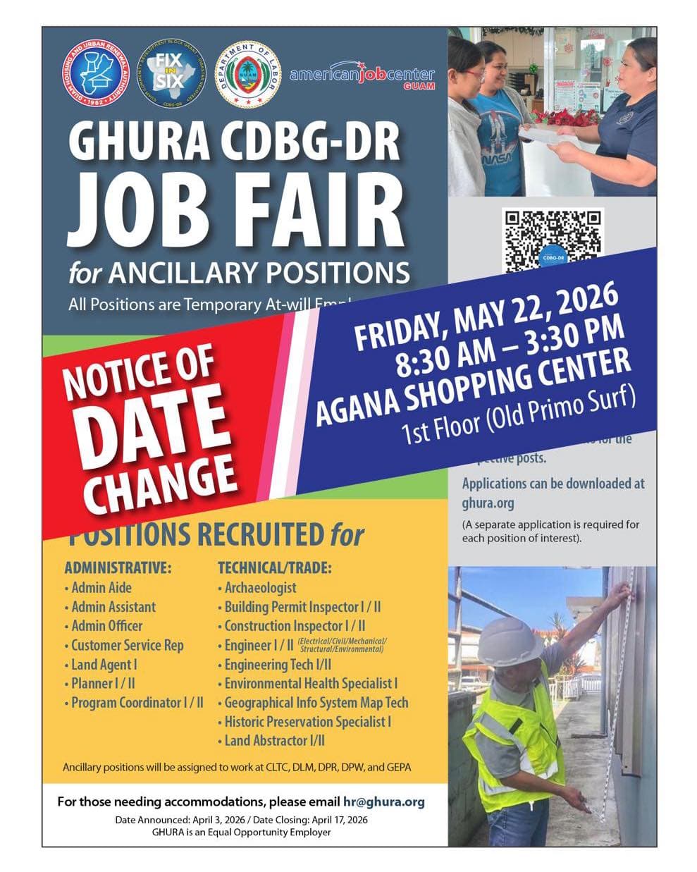 GHURA hiring for more than 15 typhoon recovery positions