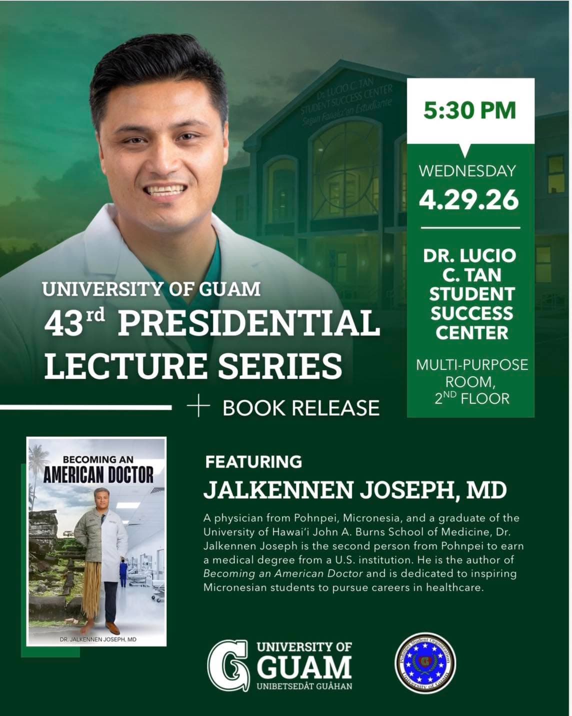 Physician and author to speak at UOG
