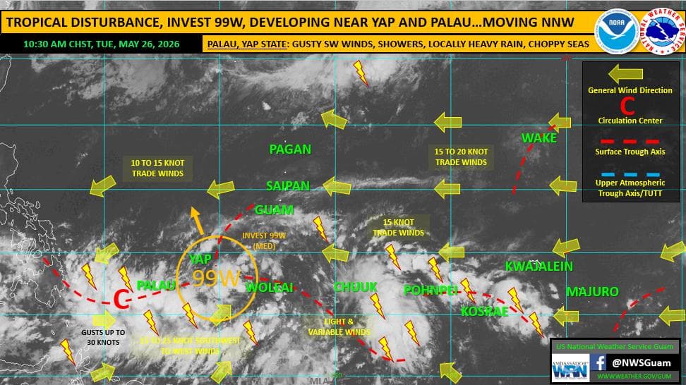 Tropical disturbance near Yap poses no threat to Guam