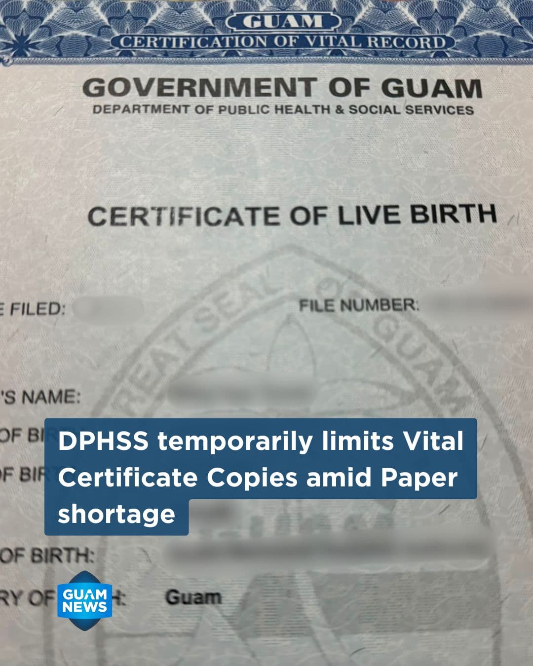 Public Health to limit vital certificates to one copy per event