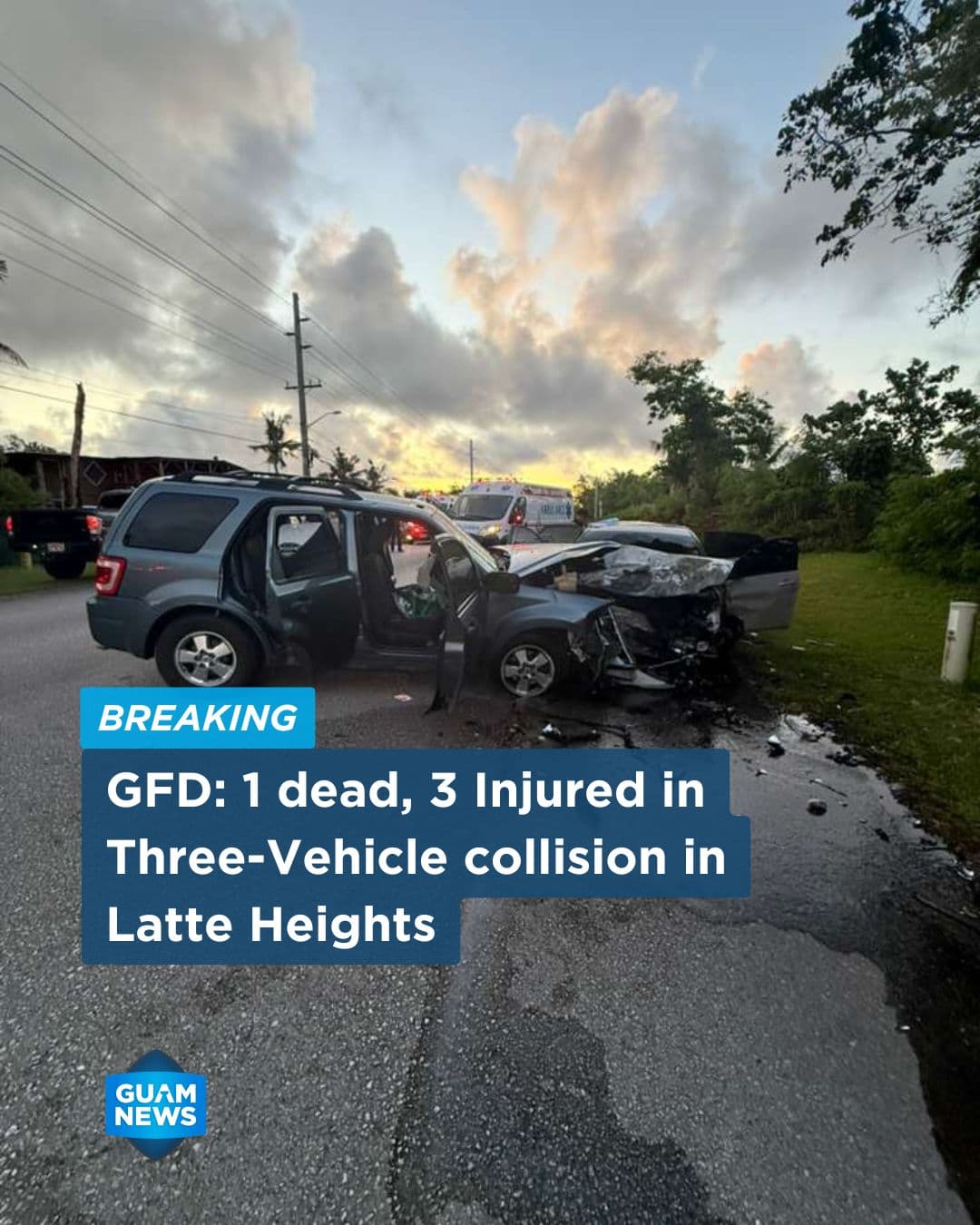 One dead, three injured in Latte Heights three-vehicle crash