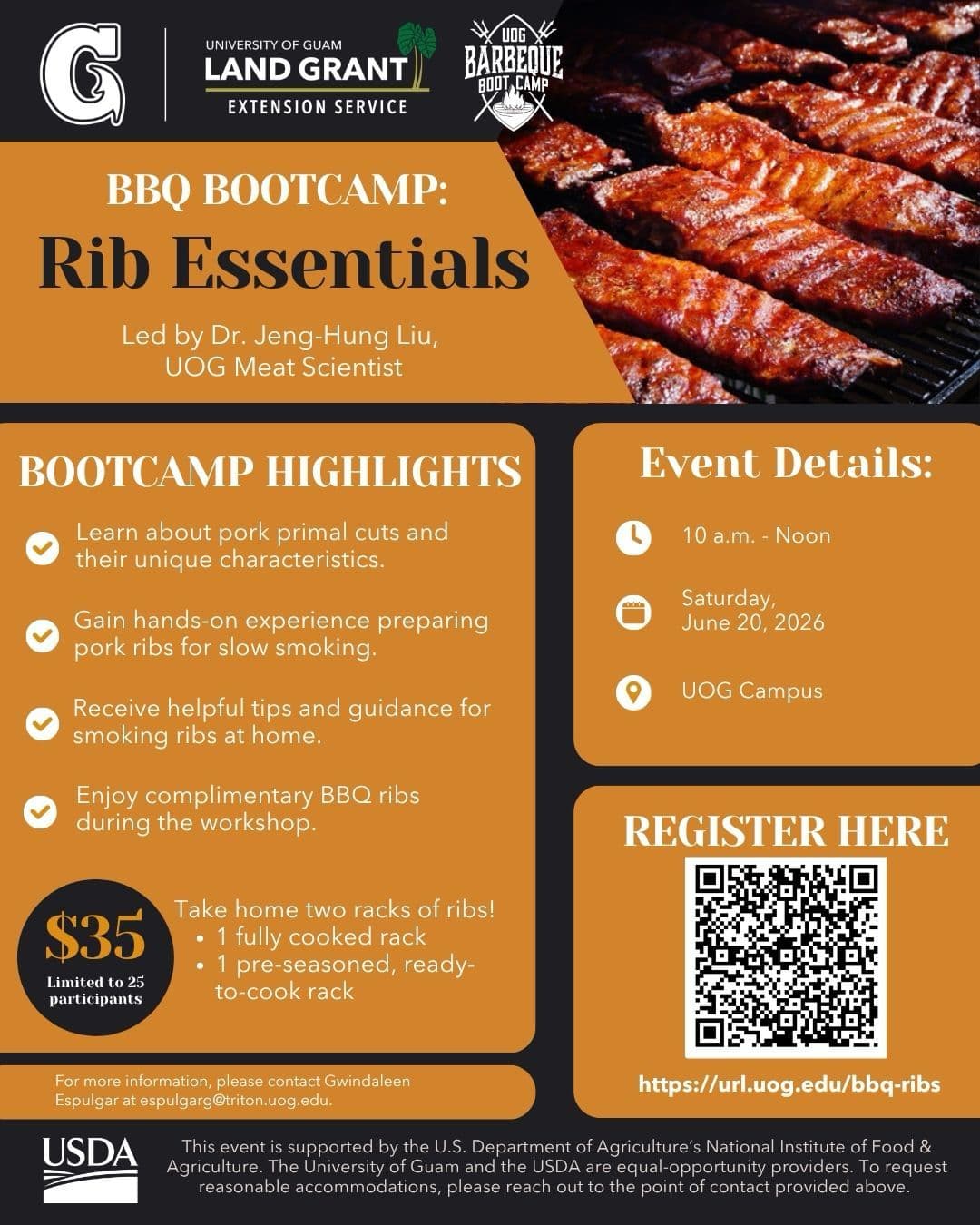 UOG Land Grant BBQ bootcamp to focus on pork ribs