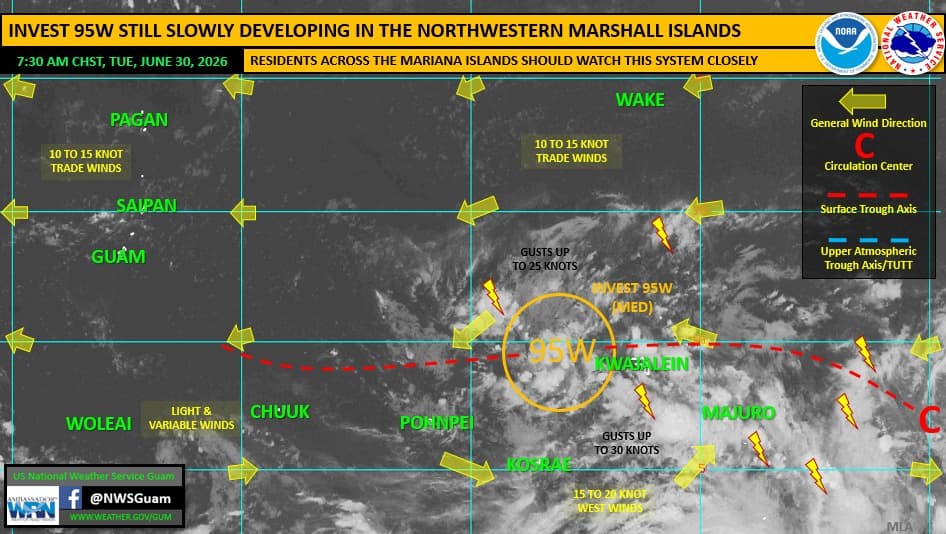 Weather service monitors broad tropical disturbance