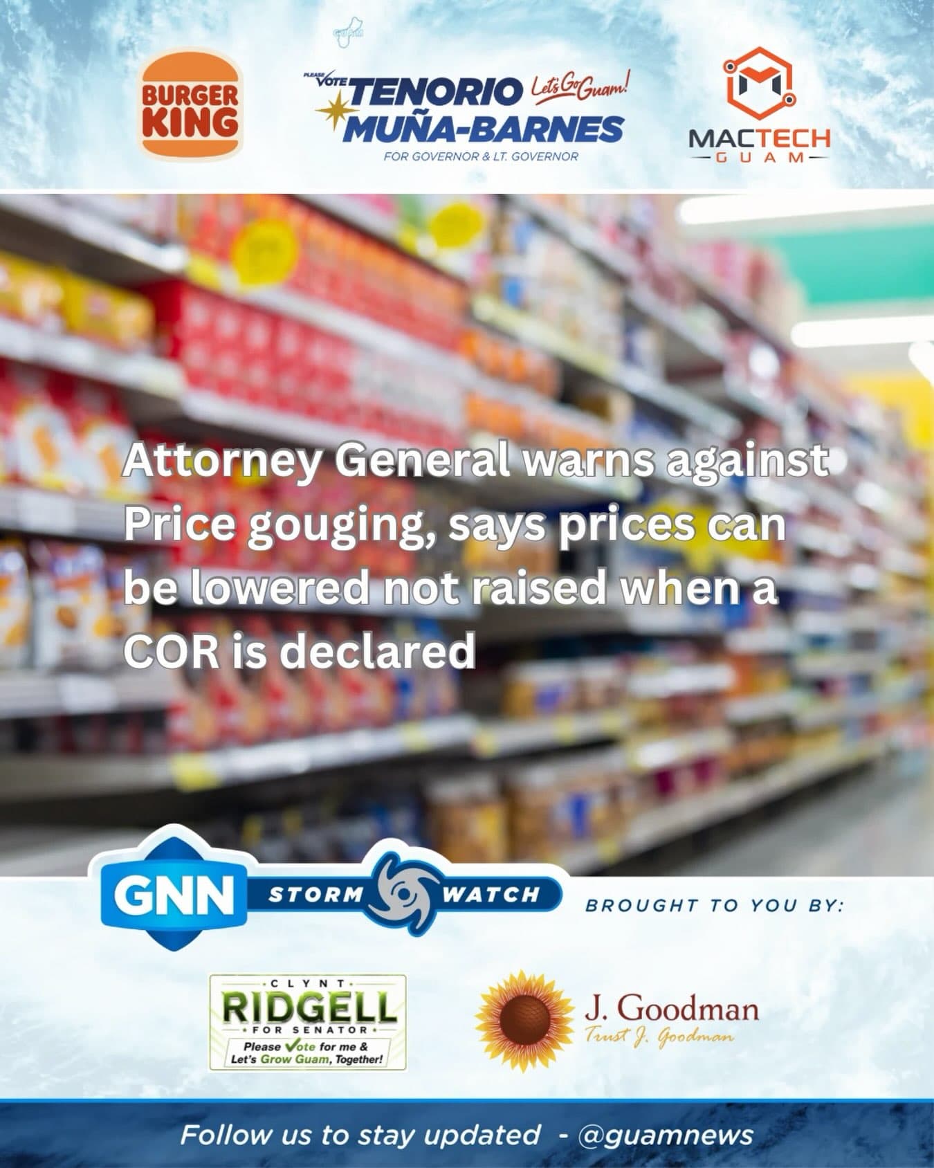 Attorney general warns against price gouging before storm