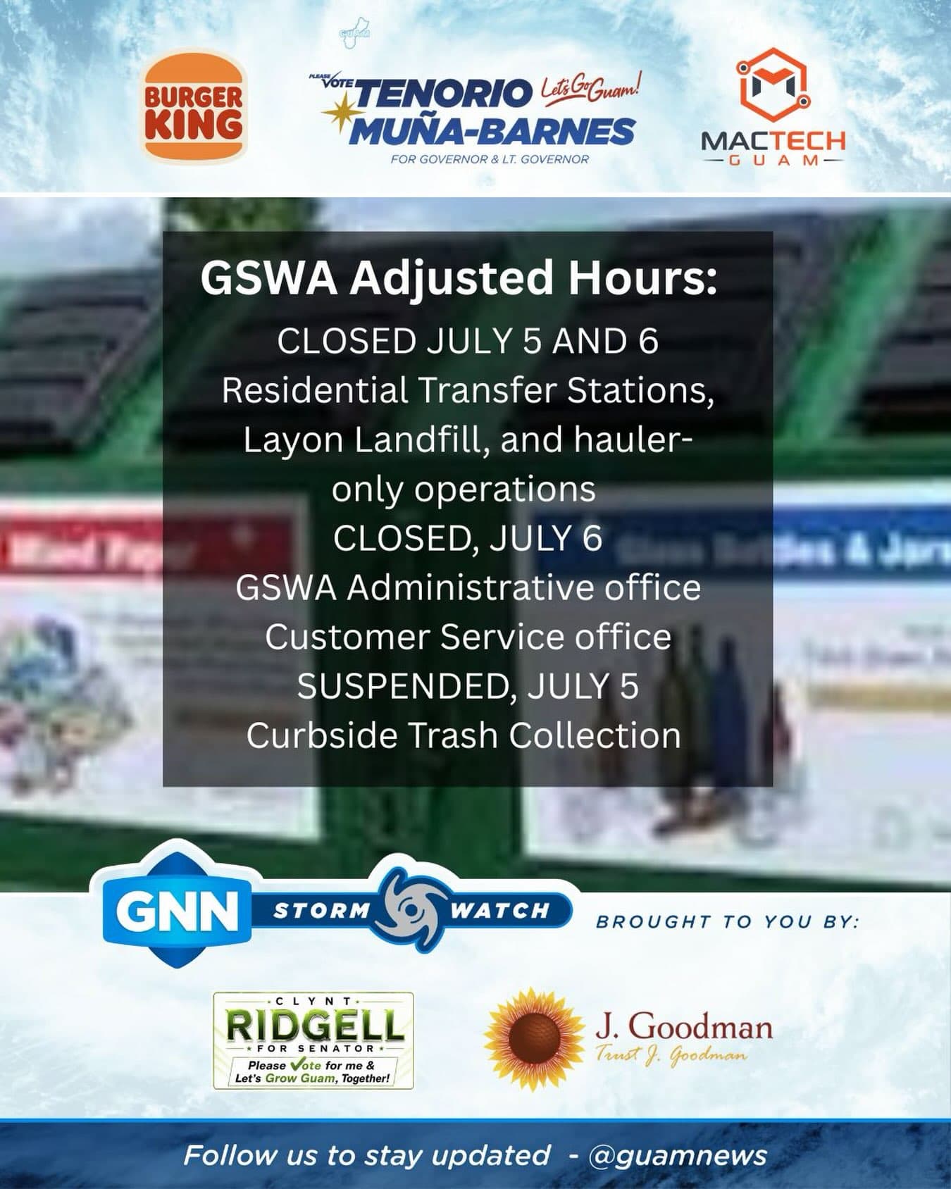 Solid Waste Authority adjusts operations ahead of storm