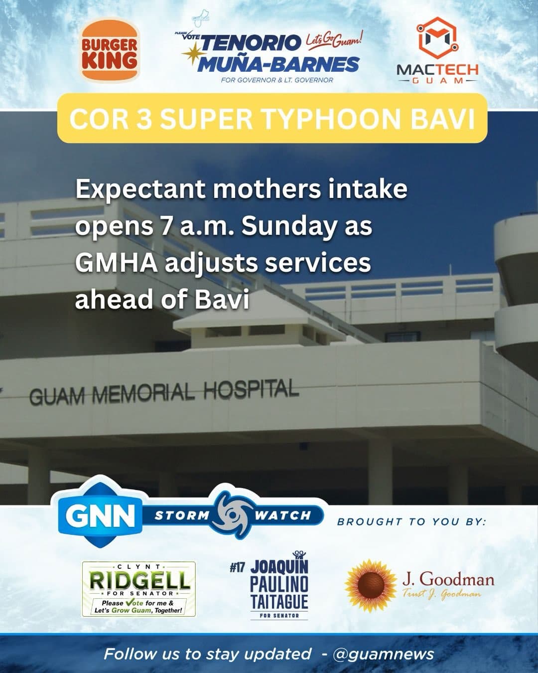 GMH to admit late-term expectant mothers ahead of storm