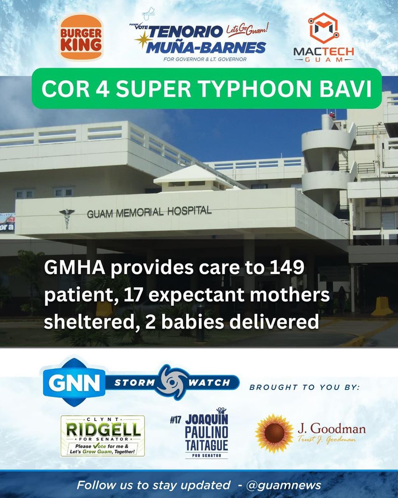 Guam Memorial Hospital reports minor typhoon damage