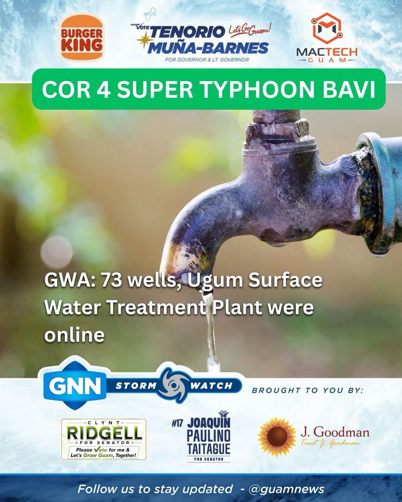 Waterworks reports 73 wells online on generator power