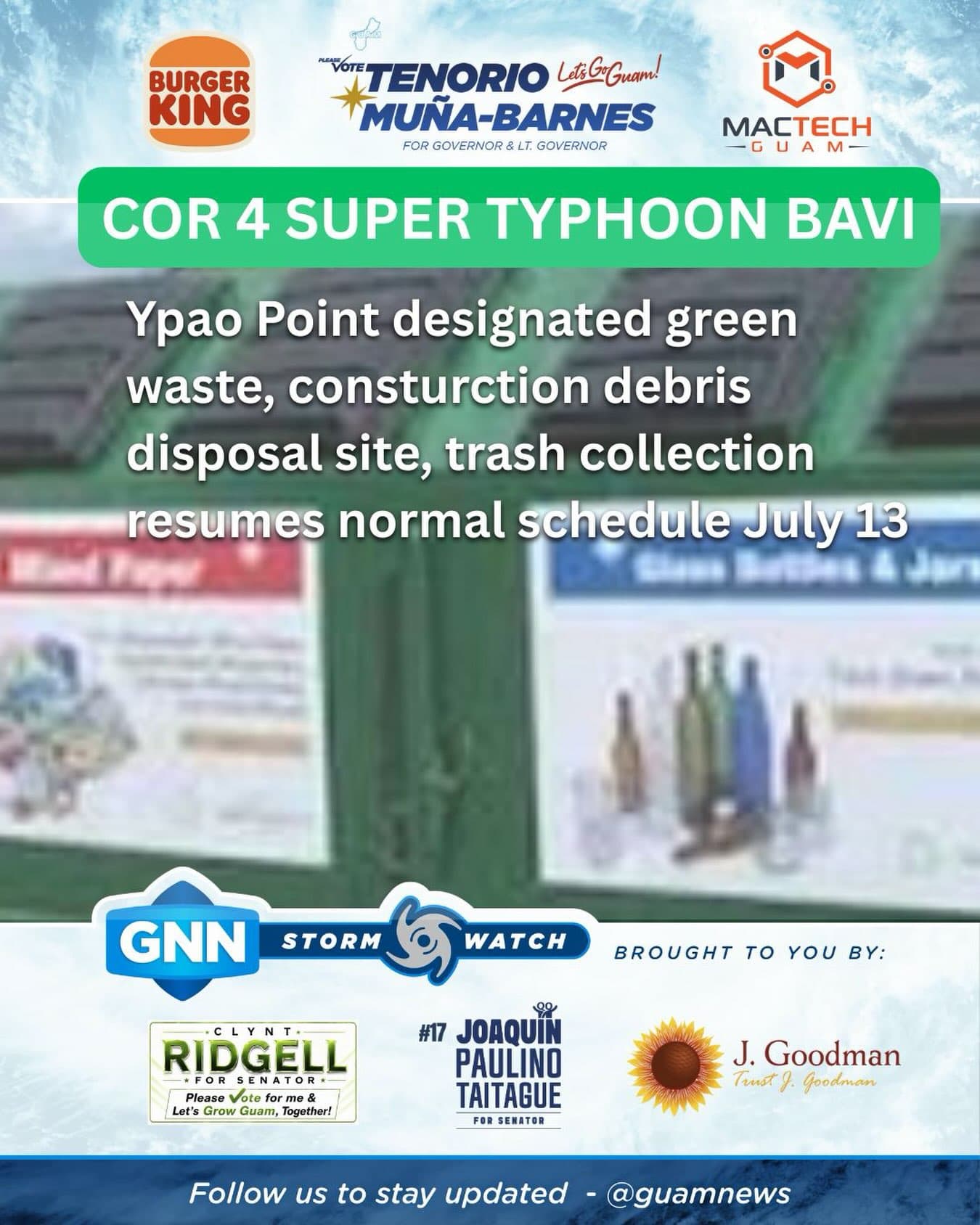 Ypao Point designated as typhoon debris drop-off site