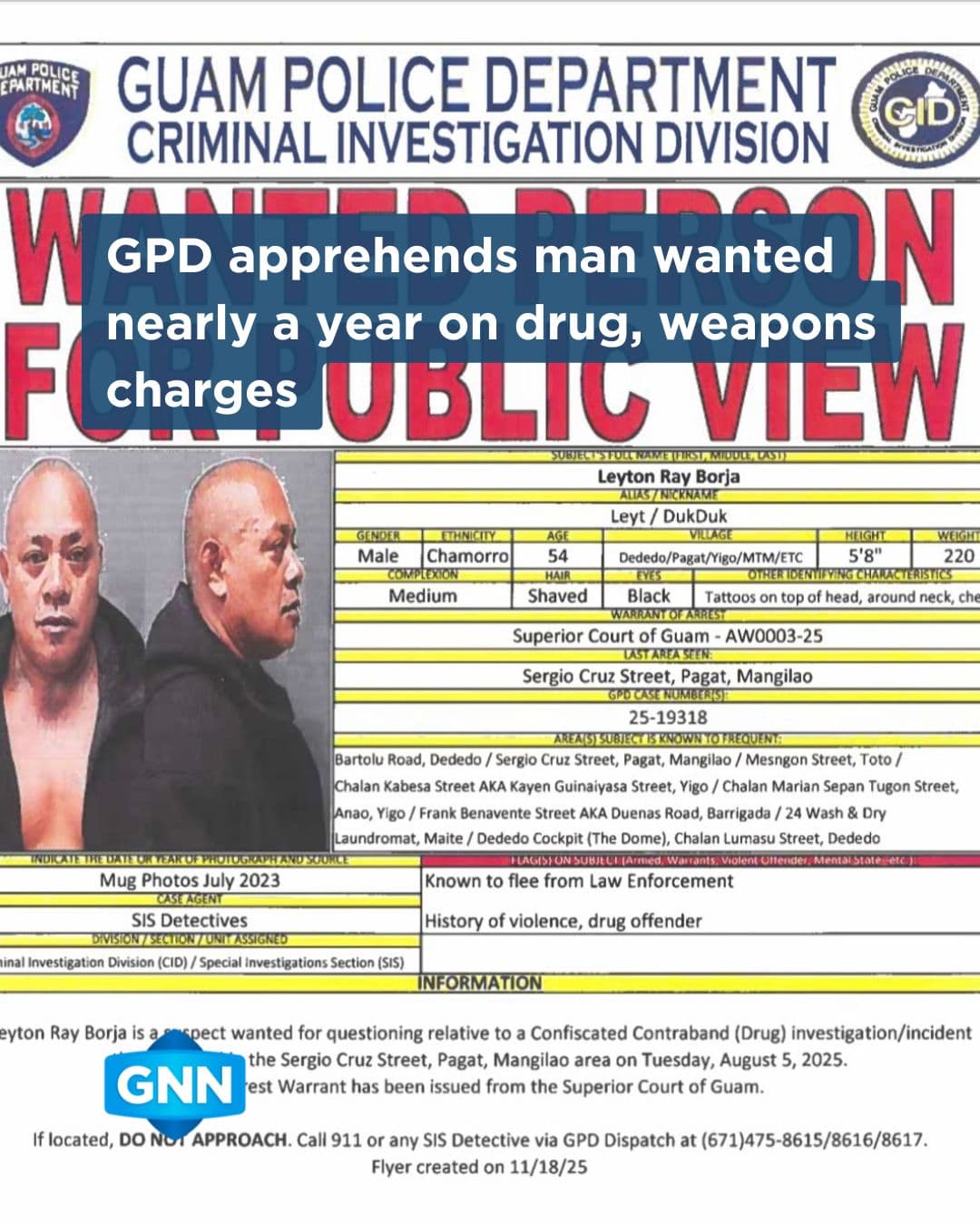 Police apprehend man sought for nearly a year